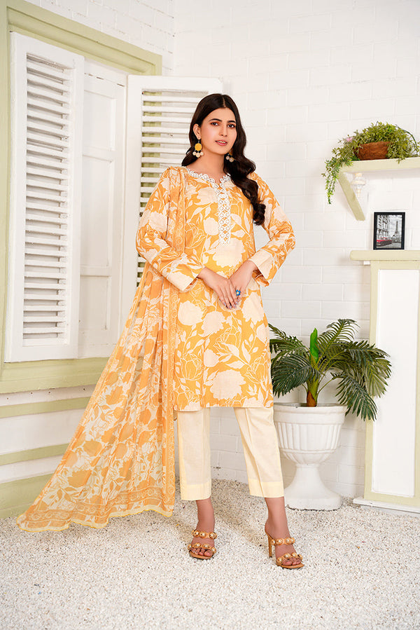 2 PIECE PRINTED LAWN SUIT UNSTITCHED